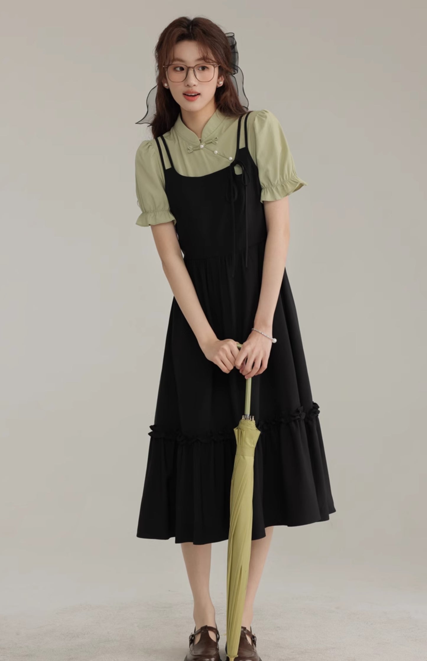 2025 new Chinese style improved cheongsam short-sleeved dress beautiful small skirt R1966