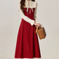 French girl style fake two piece red dress female 2025 new style skirt R1963