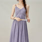 Retro Gentle Style Purple White Suspender Dress Women's Holiday Long Dress R1953