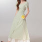 Summer fresh and sweet green plaid dress for women with waist-length dress R1964