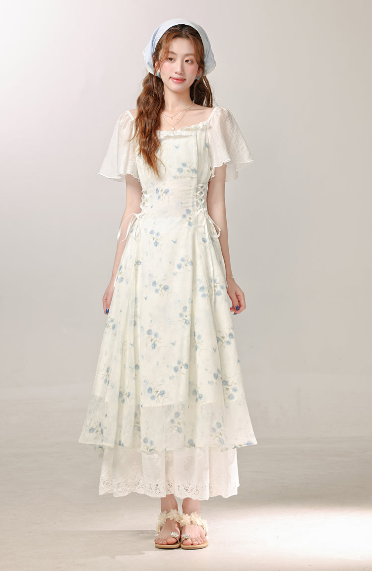 New Chinese style improved floral dress new summer daily commuting long skirt R1944