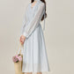 Temperament gentle style blue V-neck dress female 2025 new style skirt R1954