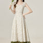 Summer temperament first love series white floral dress green sunscreen shirt R1957