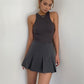 American retro college style a-line short skirt pants high waist pleated skirt short skirt summer R3074