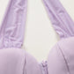 Sexy deep V-neck purple halter neck suspender sleeveless dress for women summer waist hip skirt R3095