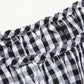 Literary style retro black and white plaid waist short-sleeved dress summer mini skirt R3099