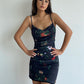 American retro pure desire hot girl small floral slut collar mesh suspender skirt waist hip dress R3085