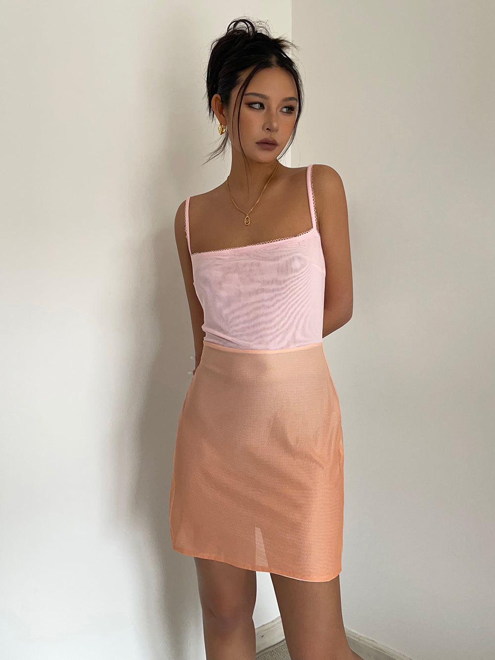 European and American gradient color stitching suspender dress slim fit hip-wrapped short skirt for women R3082