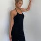 Hot girl style halter neck straps pleated slit slim suspender skirt holiday style hip skirt dress R3086