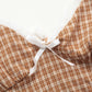 French retro plaid lace bow knot V-neck suspender skirt with slim waist and holiday pleated short skirt R3098