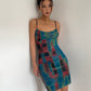 Pure desire tie-dyed double-layer mesh print slim-fitting suspender dress with hip skirt R3071