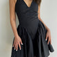 High-cold black halter neck dress 2025 new style women's summer little black dress R3079