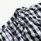 Literary style retro black and white plaid waist short-sleeved dress summer mini skirt R3099