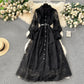 French court style dress with ruffled edges, slim-fitting long lace dress, high-end dress R2304