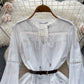 Lace hollow waist baby doll princess dress long sleeve white dress holiday style fairy dress R2345