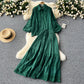High-grade hollow lace splicing lantern long-sleeved shirt + high-waisted slim-fitting skirt R2258