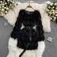 French dress with fur tassel design, small and chic temperament A-line short skirt R2274