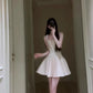 Suspender dress French style high-end waist a-line birthday puffy short skirt R0609