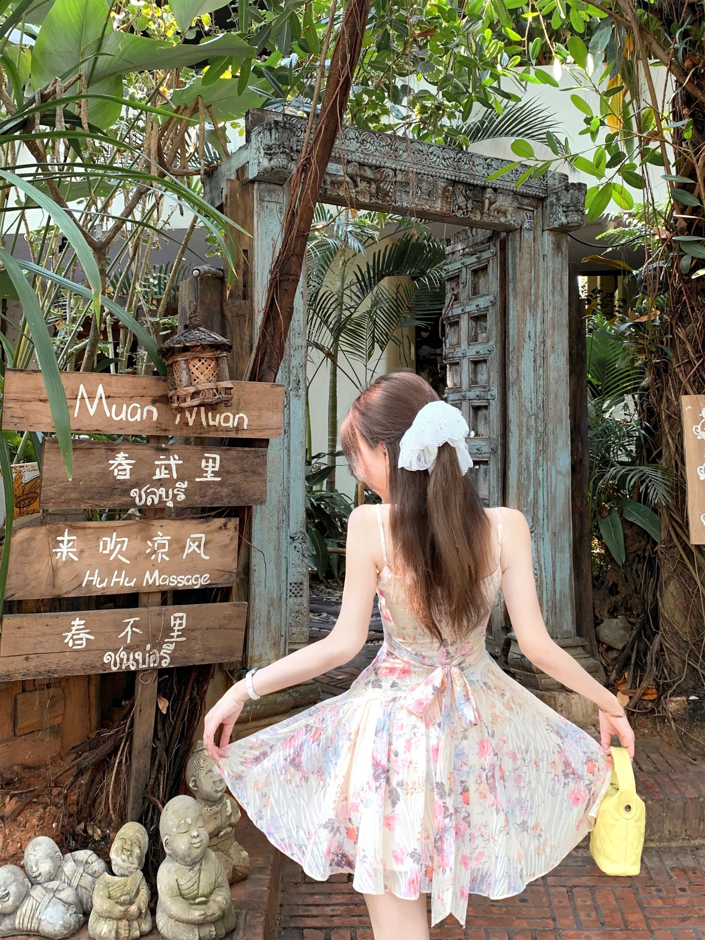 Holiday girl waist suspender lace floral dress beautiful summer skirt R3911