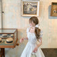 French style little white dress for girls, slim fit, heavy work dress, new summer style R3912
