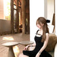 Flower bud vest little black dress waist slimming French Hepburn dress women's summer R3913