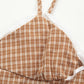 French retro plaid lace bow knot V-neck suspender skirt with slim waist and holiday pleated short skirt R3098