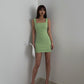 Square neck wide straps vest dress waist slimming dress sexy hip skirt summer R3092