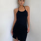 Hot girl style halter neck straps pleated slit slim suspender skirt holiday style hip skirt dress R3086