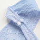 French style fairy blue jacquard halter neck backless suspender dress with slim waist and V-neck dress R3101