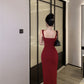 Retro suspender dress, sexy temperament, waist and hip-hugging dress skirt R1451