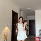 Gentle style white vest dress for women irregular beautiful waist bud skirt R0825