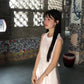 Pink jacquard vest dress gentle temperament waist A-line short skirt R0826