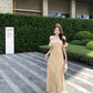 Beautiful little skirt gentle style floral yellow long skirt 2025 dress R0890