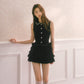 Black velvet shimmering qianjin style cake-style lace waist belt puffy dress R5175