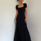 Summer French Square Neck Dress Slim Fit Short Sleeves Knee-Length Temperament Long Dress R3028