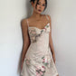 Rose suspender dress summer slim temperament sleeveless skirt waist a-line short skirt R3031
