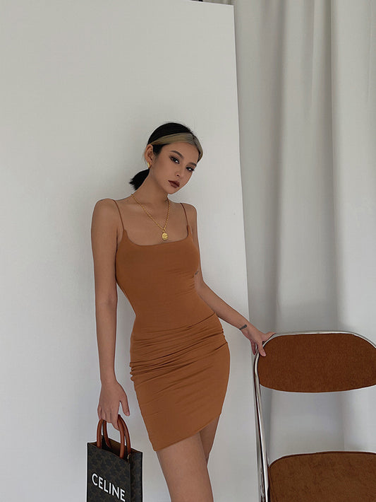 Double-layer suspender skirt dress supermodel aura S curve hip skirt sexy summer R3042