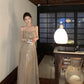 Sexy sequined suspender dress with a swaying collar, elegant waist design, high-end dress R1475