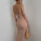 Temperament big backless waist suspender dress women's summer sexy long hip skirt R3077
