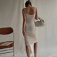 Sexy low-cut pleated suspender skirt with waist and figure-hugging dress with hip skirt for summer R3094