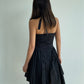 High-cold black halter neck dress 2025 new style women's summer little black dress R3079