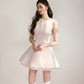 Light pink shiny satin vest dress with mesh ballet style sleeveless tutu skirt R5129