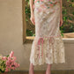 French sweet romantic oil painting lace fishbone tube top dress suit summer homecoming dress R5119
