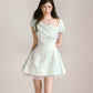 Mint green one-shoulder dress Qianjinfeng niche design unique beautiful waist skirt R5128