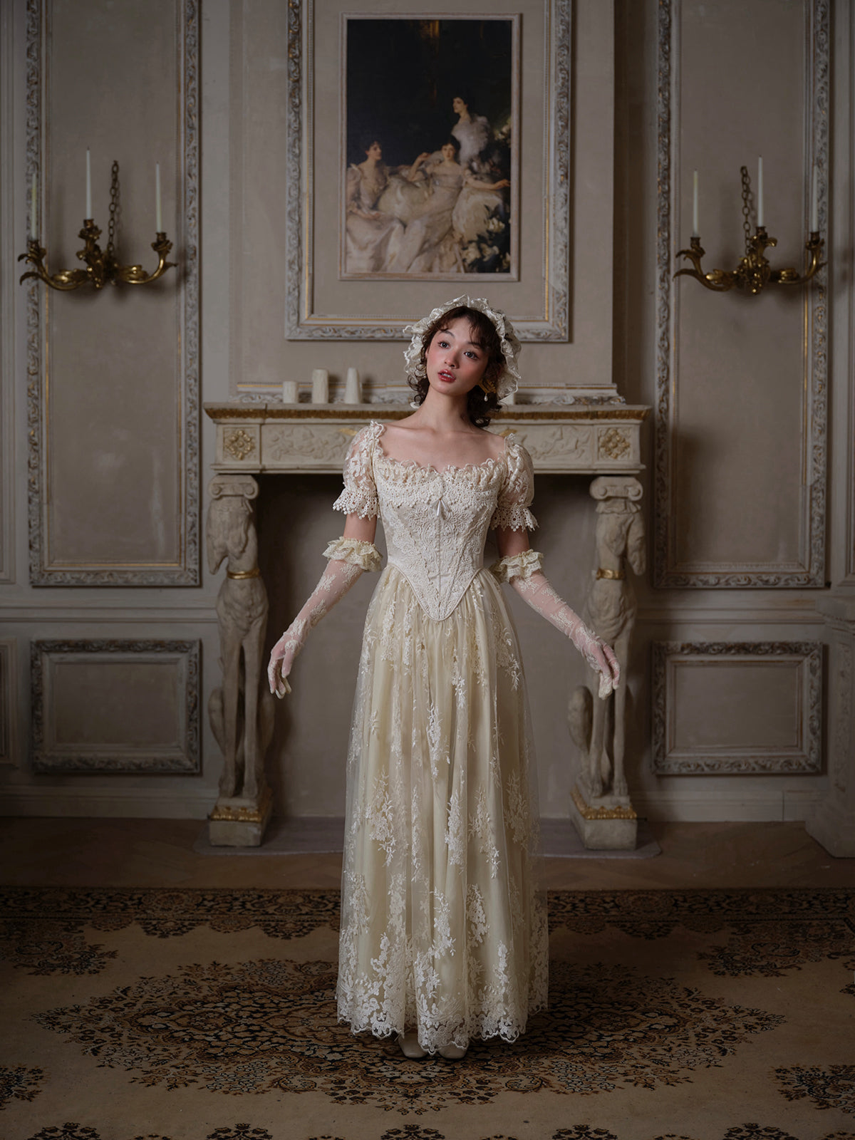 French retro palace heavy collection lace fishbone dress dress homecoming dress R5120