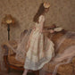 French court style empire dress printed lace dress cotton homecoming dress R5116