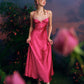 French romantic temperament drape satin suspender dress long skirt homecoming dress R5122