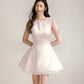 Light pink shiny satin vest dress with mesh ballet style sleeveless tutu skirt R5129
