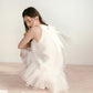 Moonlight White Layered Organza Tie-Up Bow Pearl Neck Tutu Dress R5126