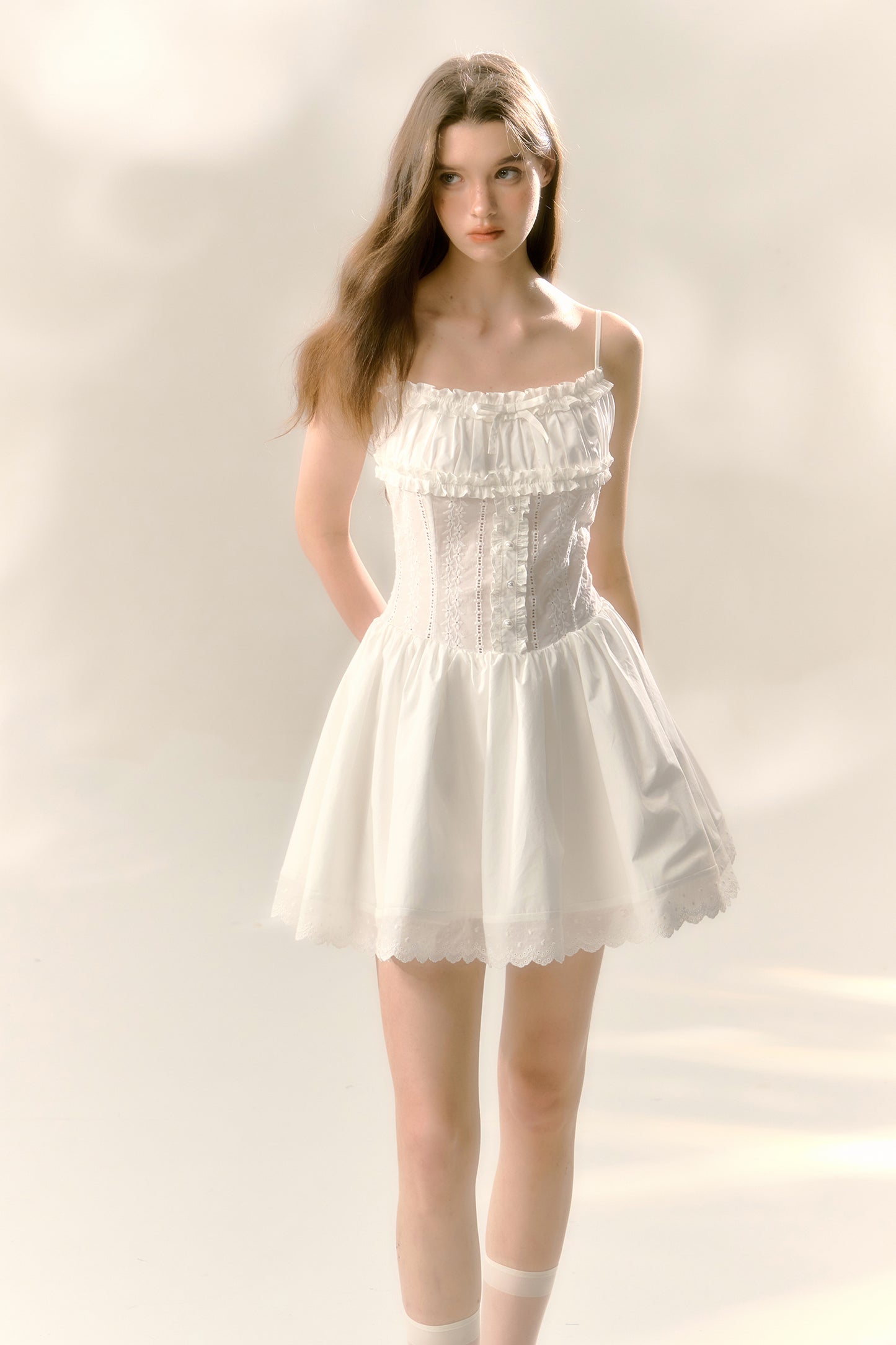 South France dress lace hollow ballet niche suspender skirt R5208